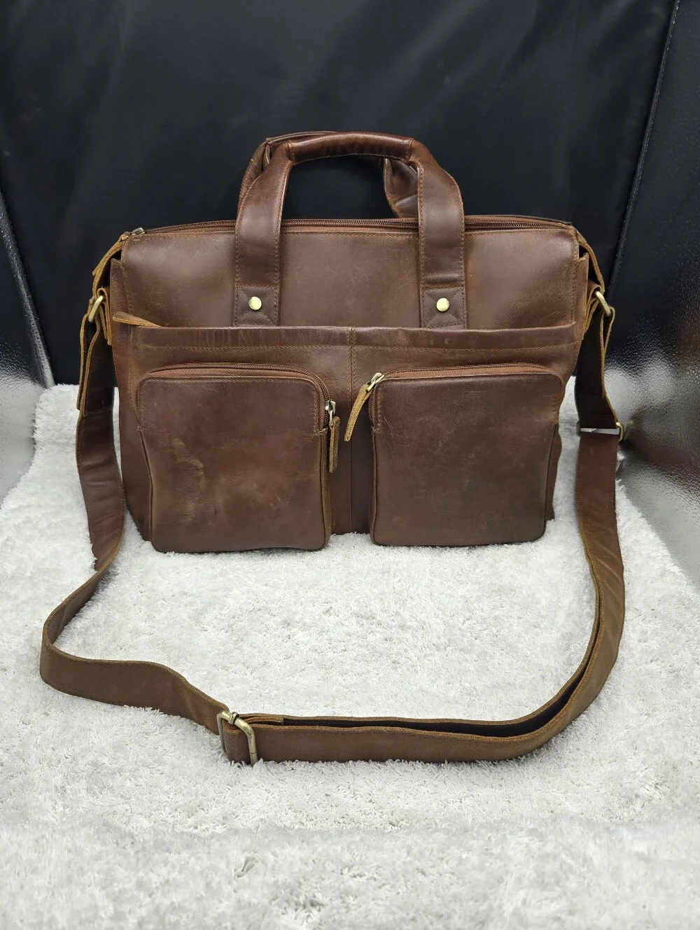 Overland Sheepskin CoTahoe Distressed Leather Briefcase